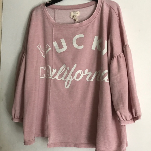 LAST 1 👚3X HP👚NWT Lucky Brand spliced sweatshirt - Picture 4 of 7